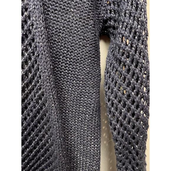Rock & Republic Sweater Womens Medium Purple Metallic Fish Net Chain Open Knit - Picture 7 of 7